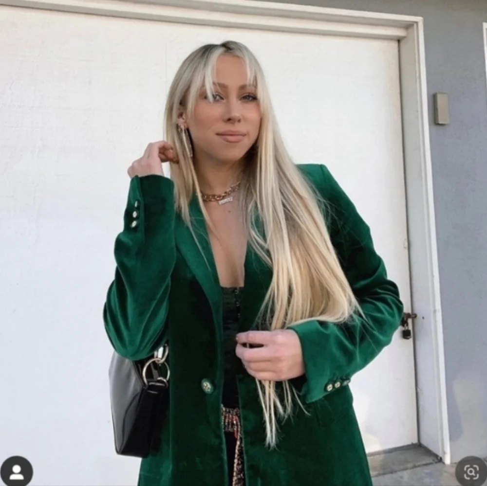 Zara Velvet Blazer Green Size L